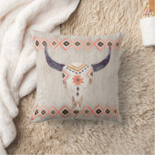 南西雄牛のスカルおよび種族パターン クッション (ブランケット)