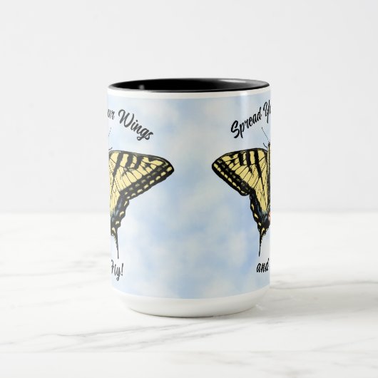 南西黄パーソナライズされた蝶 マグカップ (中央)