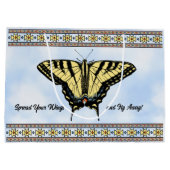 南西黄パーソナライズされた蝶 ラージペーパーバッグ (裏面)