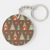 南西Geoのステップ|ティール(緑がかった色)のテント小屋パターン キーホルダー (裏面)