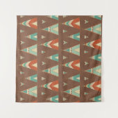 南西Geoのステップ|ティール（緑がかった色）のテント小屋パターン タペストリー (正面)