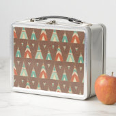 南西Geoのステップ|ティール（緑がかった色）のテント小屋パターン メタルランチボックス (インサイチュ)