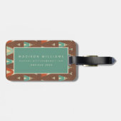 南西Geoのステップ|ティール（緑がかった色）のテント小屋パターン ラゲッジタグ (裏面横)