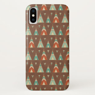 南西Geoのステップ ティール（緑がかった色）のテント小屋パターン iPhone X ケース