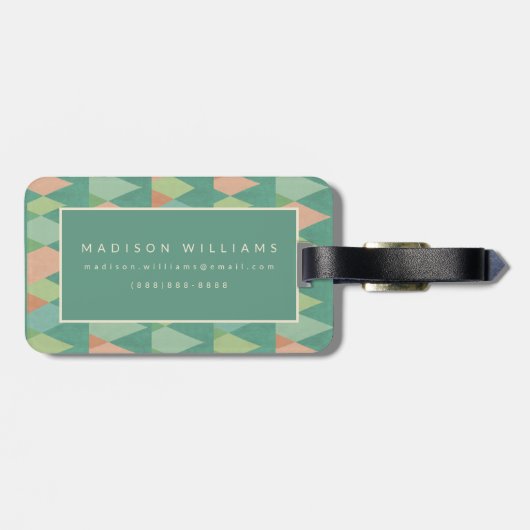 南西Geoのステップ|ティール(緑がかった色)の三角形パターン ラゲッジタグ (裏面横)