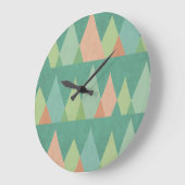 南西Geoのステップ|ティール(緑がかった色)の三角形パターン ラージ壁時計 (傾斜)