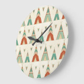 南西Geoのステップ|幾何学的なテント小屋パターン ラージ壁時計 (傾斜)