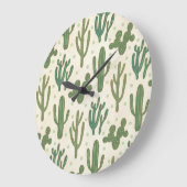 南西Geoのステップ|砂漠のサボテンパターン ラージ壁時計 (傾斜)