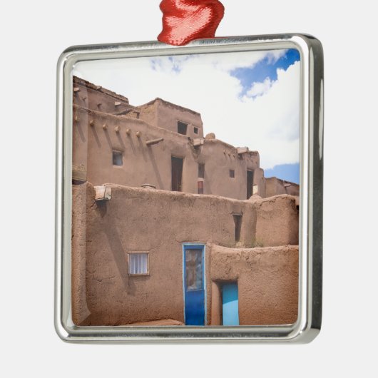 南西Taos Adobeの村落の家ニューメキシコ メタルオーナメント (左)