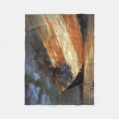 南軍の内戦時の旗艦が炎に包まれてアメリカ国旗が燃える フリースブランケット (正面)