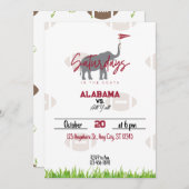 南部での土曜日のフットボール観戦パーティー 招待状 (正面/裏面)