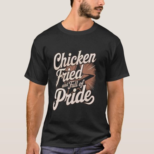 南部で育ったフライドチキン魂 - 南部のカントリー Tシャツ (正面)