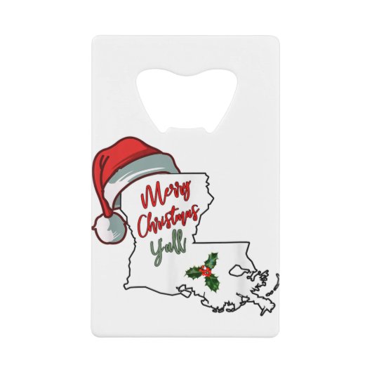 南部のルイジアナサンタハットの聖降誕祭お目出とう クレジットカード栓抜き (正面)