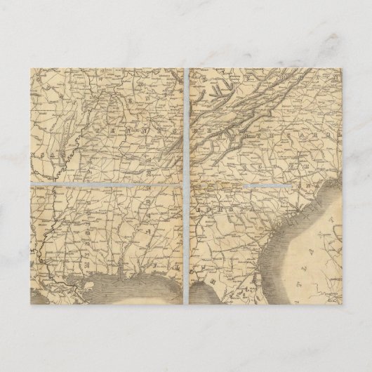 南部の州の地図 ポストカード (正面)