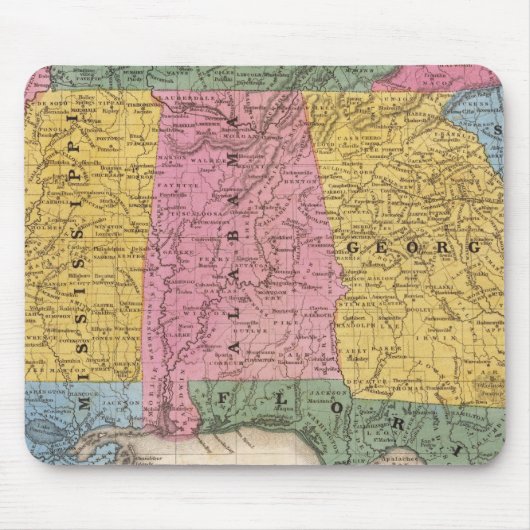 南部の州の地図 マウスパッド (正面)