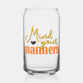 南部の引用文あなたのマナーを心にイエローモノグラム ガラス缶 (正面)