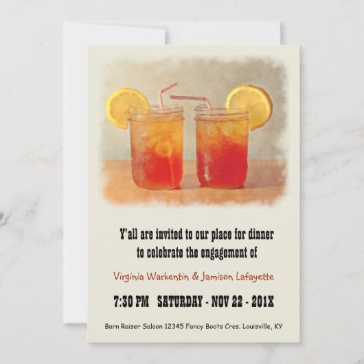 南部の結婚式　スイートティーパーティーの食事会 招待状 (正面)