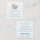 南部の花柄コットン ムーン & ウッド ソーシャルメディア スクエア名刺 (正面/裏面)