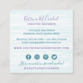 南部の花柄コットン ムーン & ウッド ソーシャルメディア スクエア名刺 (裏面)