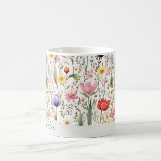 南部の野生の花のパーソナライズされたマグカップ コーヒーマグカップ (中央)