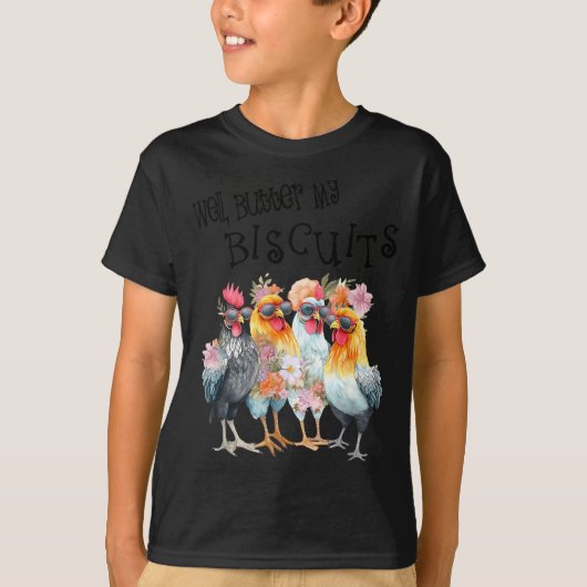 南部訛り おかしい ニワトリ 花束 Tシャツ (正面)