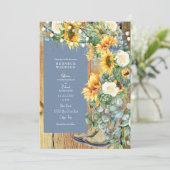 南部風ウェディングブーツ ストリング ペリウィンクル 招待状 (スタンド正面)