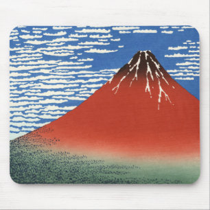 南風のゆとりの空、赤い富士、Katsushika Hokusai マウスパッド