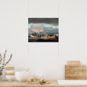 南2の山脈の上の日の出 ポスター (キッチン)