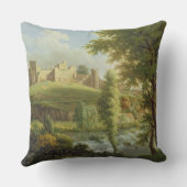 南WesからのDinhamのダムが付いているLudlowの城、 クッション (裏面)