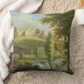 南WesからのDinhamのダムが付いているLudlowの城、 クッション (ブランケット)