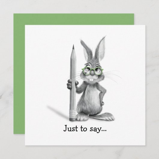 単おもしろいに～と言うために引かれたバニーの手 サンキューカード (正面/裏面)