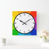 単なるおもしろいとカラフルカラーホイールの壁時計 スクエア壁時計 (ホーム)