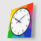 単なるおもしろいとカラフルカラーホイールの壁時計 スクエア壁時計 (傾斜)