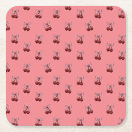 単なるさくらんぼ スクエアペーパーコースター