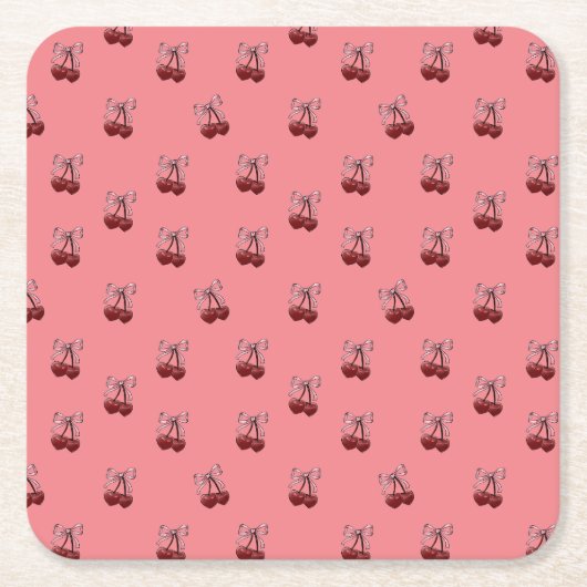 単なるさくらんぼ スクエアペーパーコースター (正面)