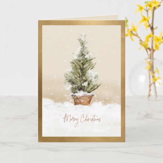 単なるエレガントクリスマスツリー カード (黄色い花)