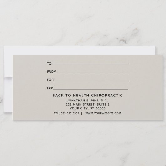 単なるクリスマスカイロプラクティックギフト証明書 (裏面)