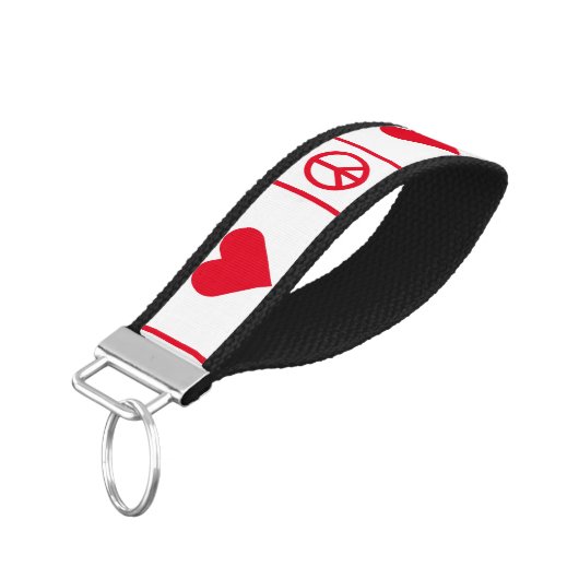 単なるハートの平和 – または独自のシンボルや象徴を追加 リストバンドキーホルダー (アングル下)