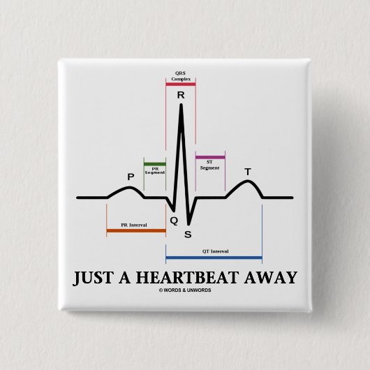 単なる心拍遠くに(EKG/ECG) 缶バッジ (正面)