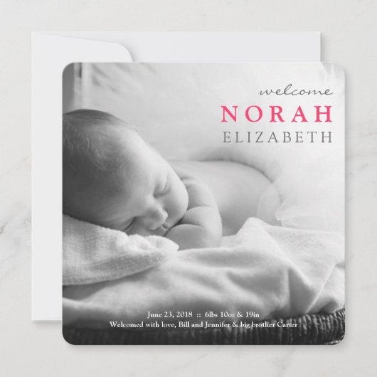 単なる歓迎 |ベビー発表 案内状 (正面)