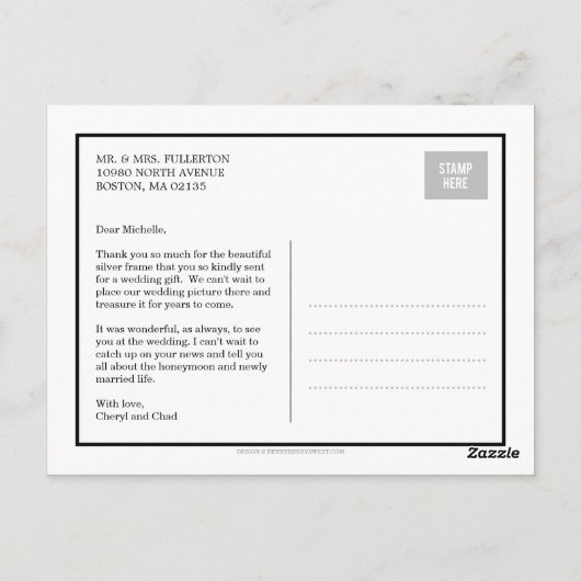 単にかわいらしの結婚サンキューカード ポストカード (裏面)