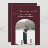 単にアーチ日付カードワインを保存 セーブザデート (正面/裏面)