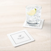 単にエレガントクラシック結婚のモノグラム スクエアペーパーコースター (インサイチュ)