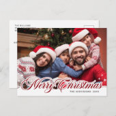 単にエレガントクリスマスの写真グリーティングホリデー ポストカード (正面/裏面)