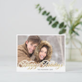 単にエレガントクリスマスの写真グリーティングホリデー ポストカード (スタンド正面)