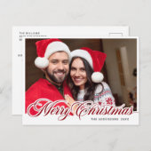 単にエレガントクリスマスの写真グリーティングホリデー ポストカード (正面/裏面)