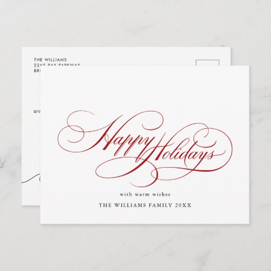 単にエレガントクリスマスの挨拶ハッピーホリデー ポストカード (正面/裏面)