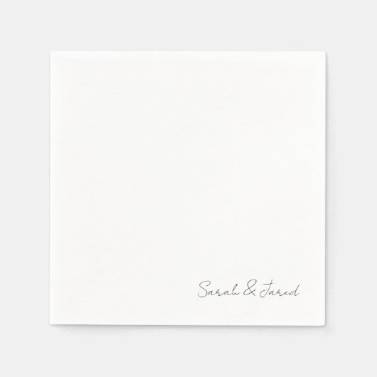 単にエレガントスクリプト名の白の結婚カクテル スタンダードカクテルナプキン (正面)
