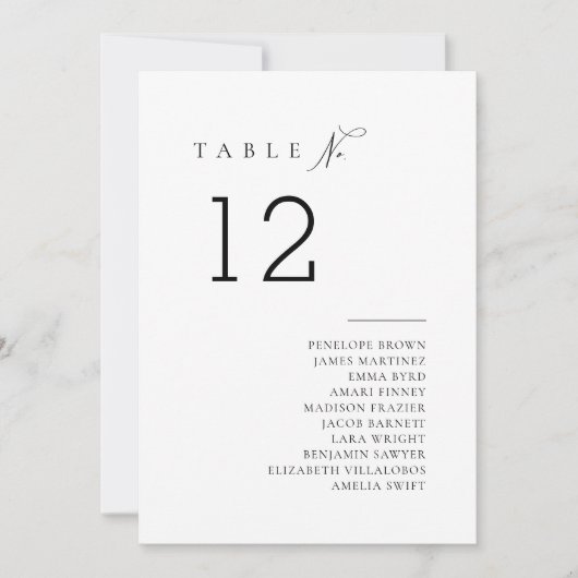 単にエレガントタイポグラフィテーブルの座席表 招待状 (正面)