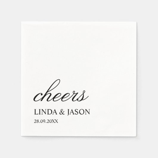 単にエレガントタイポグラフィパーソナライズされた結婚の スタンダードカクテルナプキン (正面)